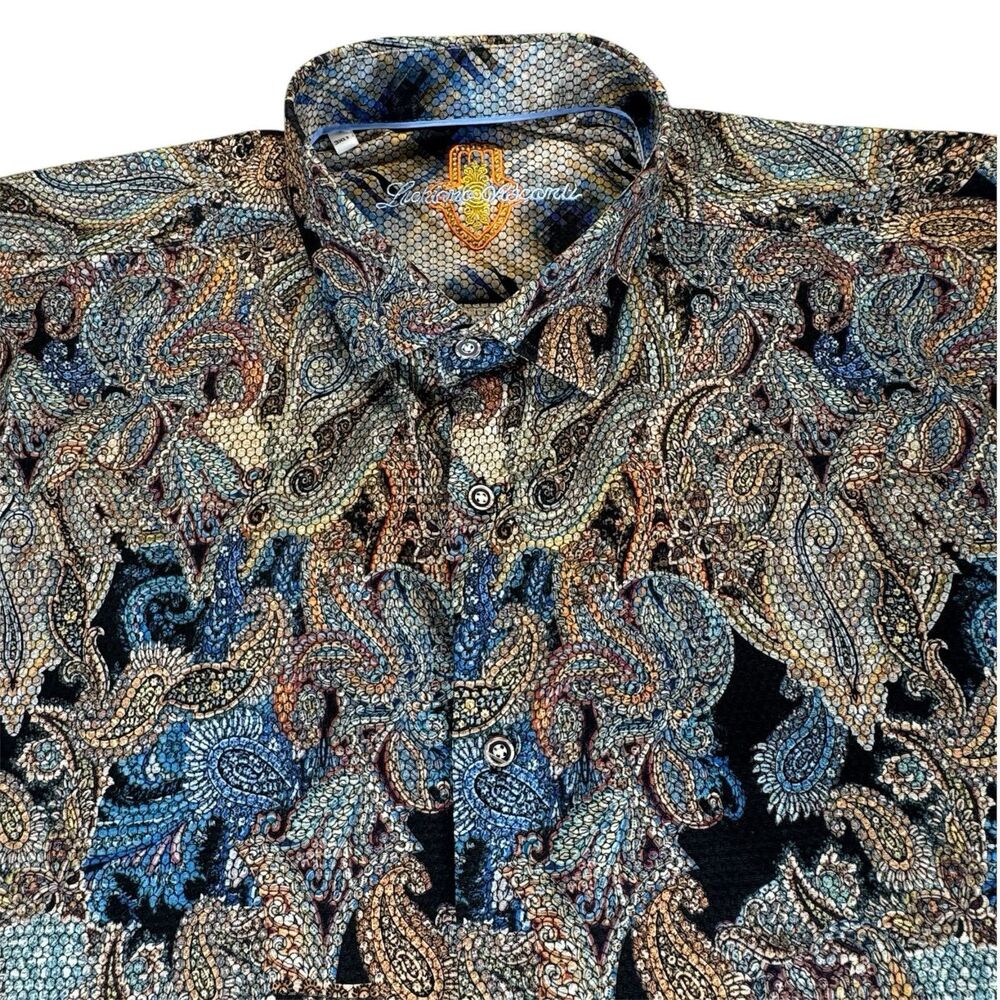 Luchiano Visconti 3XLT Paisley exceptionally intricate AOP Stretch Button Shirt